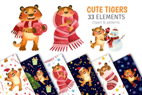 Download Christmas Tigers PNG Clipart &amp; Patterns - Pattern Collection