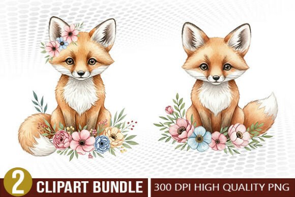 Download Watercolor Baby Fox PNG Clipart PNG Set - Watercolor Collection