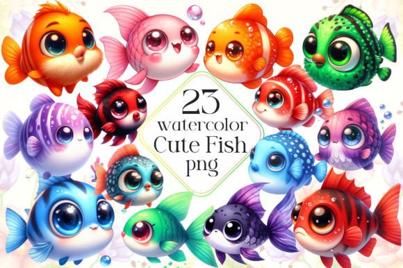Download Watercolor Cute Fish Clipart PNG - Watercolor Collection
