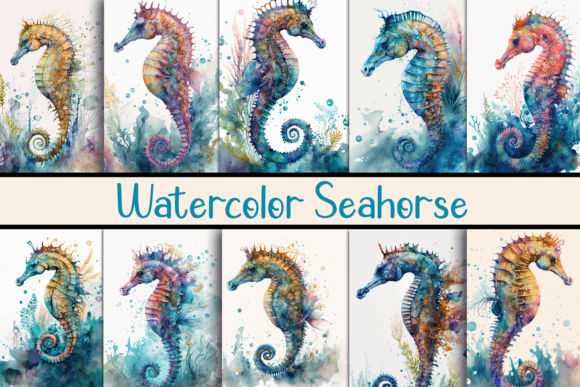 Download Watercolor Seahorse Backgrounds - Watercolor Collection