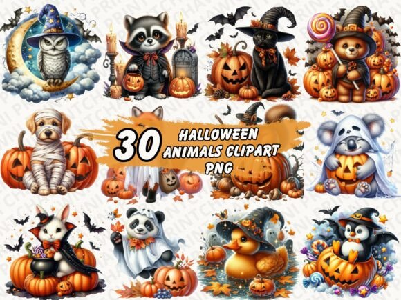 Download Watercolor Halloween Animals Collection - Watercolor Collection
