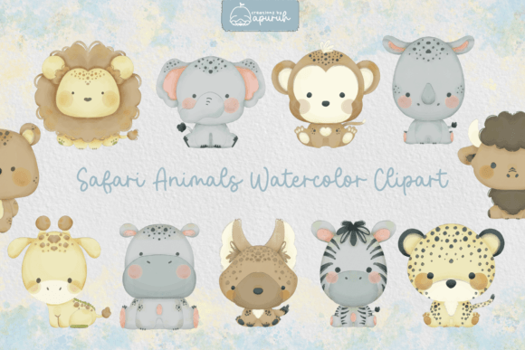 Download Cute Safari Animals Watercolor Clipart - Watercolor Collection
