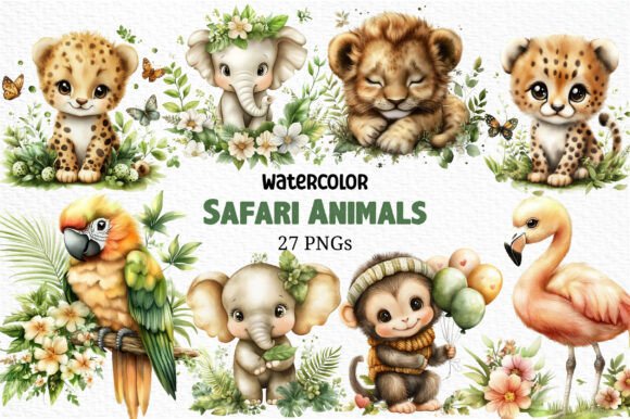 Download Watercolor - Safari Animals Png - Watercolor Collection