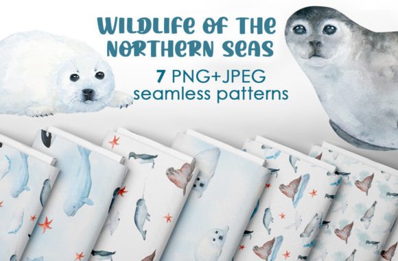 Download Watercolor Arctic Animals Patterns - Pattern Collection