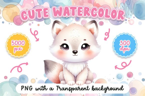 Download Cute Watercolor Arctic Fox - Watercolor Collection