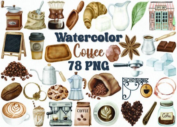 Download Watercolor Coffee Clipart Set - Watercolor Collection