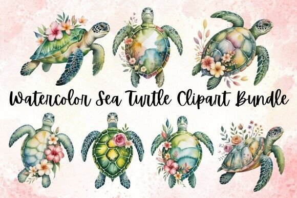 Download Watercolor Sea Turtle Clipart PNG Bundle - Watercolor Collection