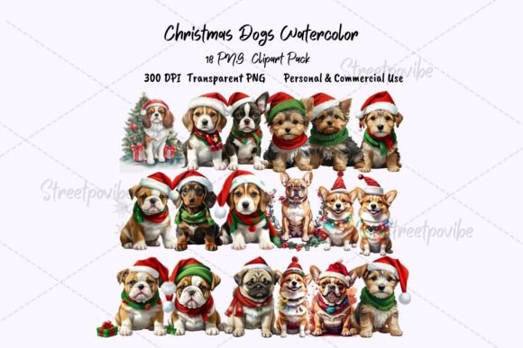 Download Dog Christmas Watercolor Clipart PNG Art - Watercolor Collection